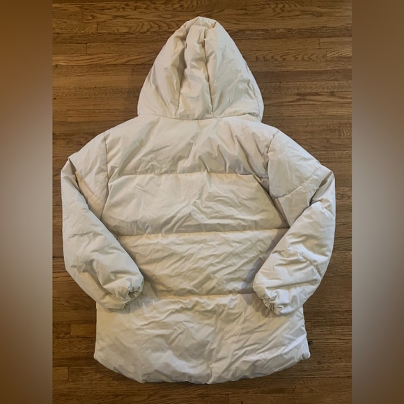 Old Navy Self Care Puffer Coat Fur Lined Side Zip Vents Wish Bone M - Picture 6 of 6